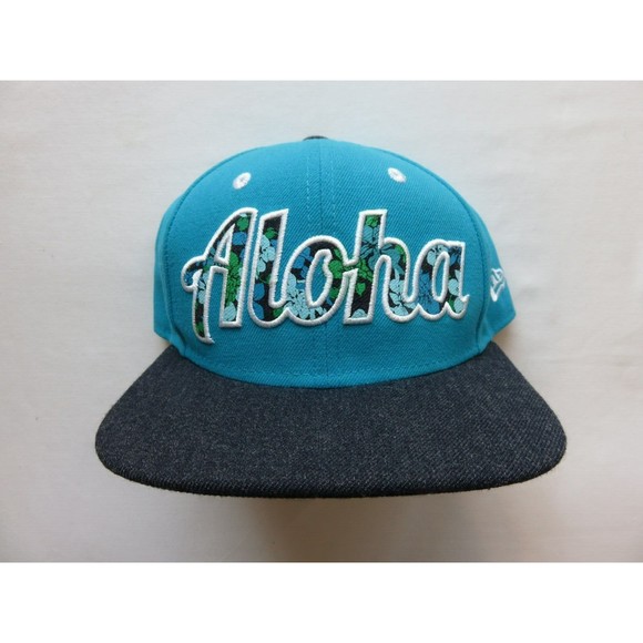 Hawaii ALOHA Floral Hat NewEra 9FIFTY Snapback Collectible Cap Blue NWOT - Picture 1 of 12
